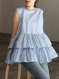 Sleeveless Tiered Ruffle Swing Tunic Top