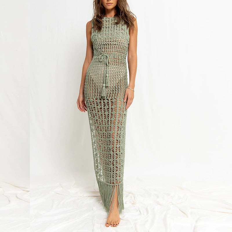 Boho Crochet Cover-Up Maxi Dress