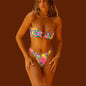 Retro Bloom Bandeau Bikini Set Floral Sunset Glow—Multiple Colors Available)