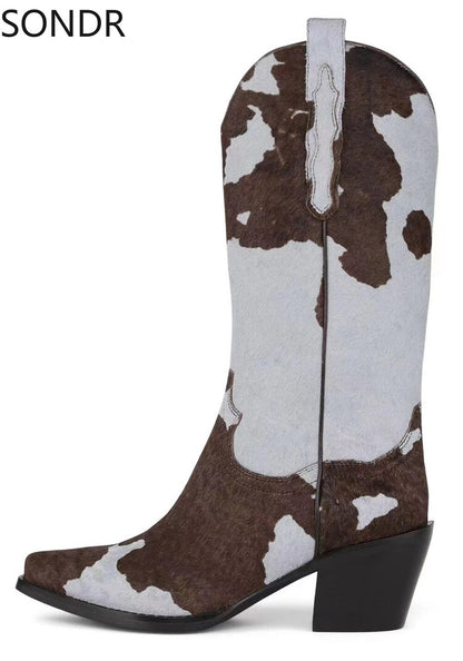 Wild Side Cowhide Western Boots – Cow & Zebra Print