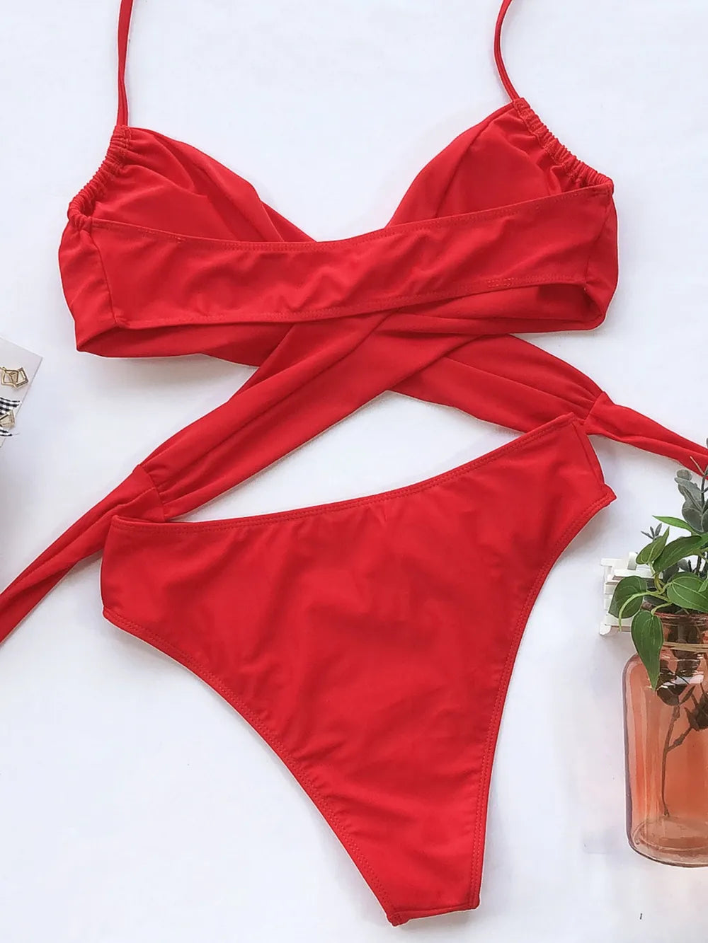 Capri Wrap Bikini Set with Bamboo Ring Detail