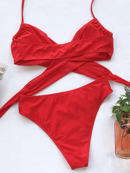 Capri Wrap Bikini Set with Bamboo Ring Detail