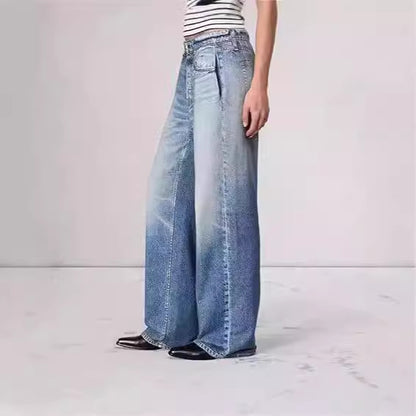 Vintage Wash High-Waisted Wide Leg Jeans