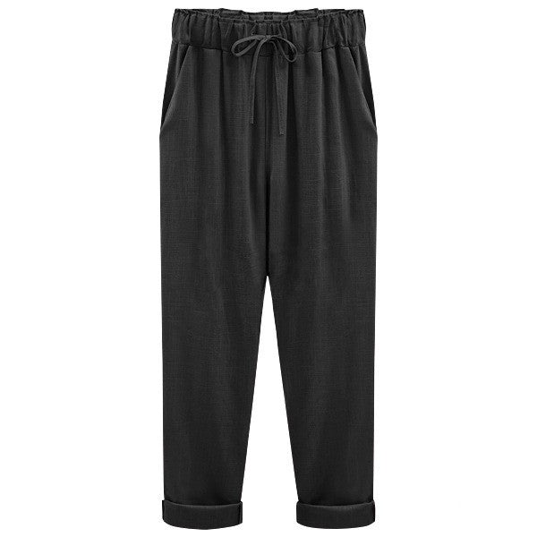 Women's Cotton and Linen Cropped Loose Pants, Multiple  Colors Options