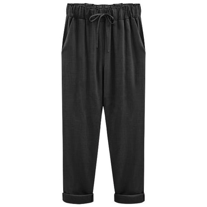 Women's Cotton and Linen Cropped Loose Pants, Multiple  Colors Options