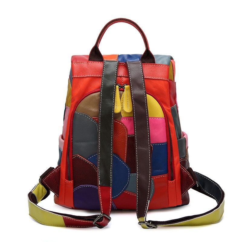 Multicolored Leather Fashion Backpack for Ladies