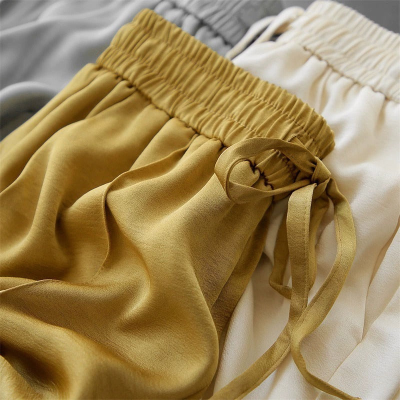 Elastic Waist Breathable Cotton Floor Length  Draw String Pants