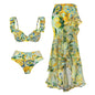 Sorrento Lemon Ruffle Bikini Set with Matching Sheer Skirt
