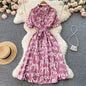 Beautiful Letter Print Single Breasted  Midi Long Dress