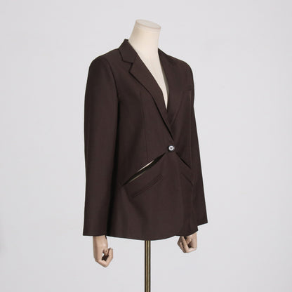 Coffee Colored  Cutout Blazer – Bold Meets Business