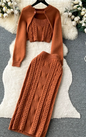 Skinny Knitted Three Pieces Suits Cardigan Long Sleeves Smock+Tank Tops+Bodycon Skirt