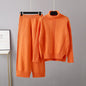 Two-Piece High Neck Knot Pullover and Matching Loose  Wide Leg Pants, Multiple  Colors