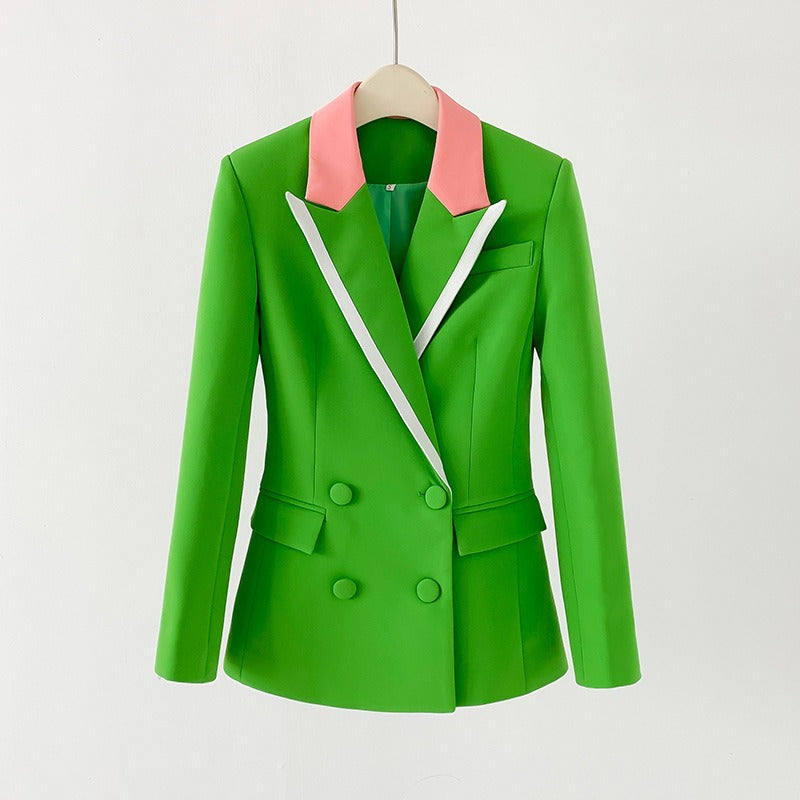 Women's Slim Fitted Bright Green Flared Pant Suit