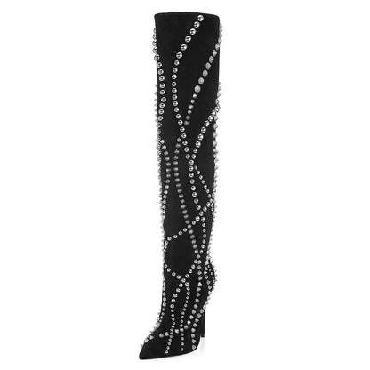 Stylish Knee Length Women's Pointy Toe Boots