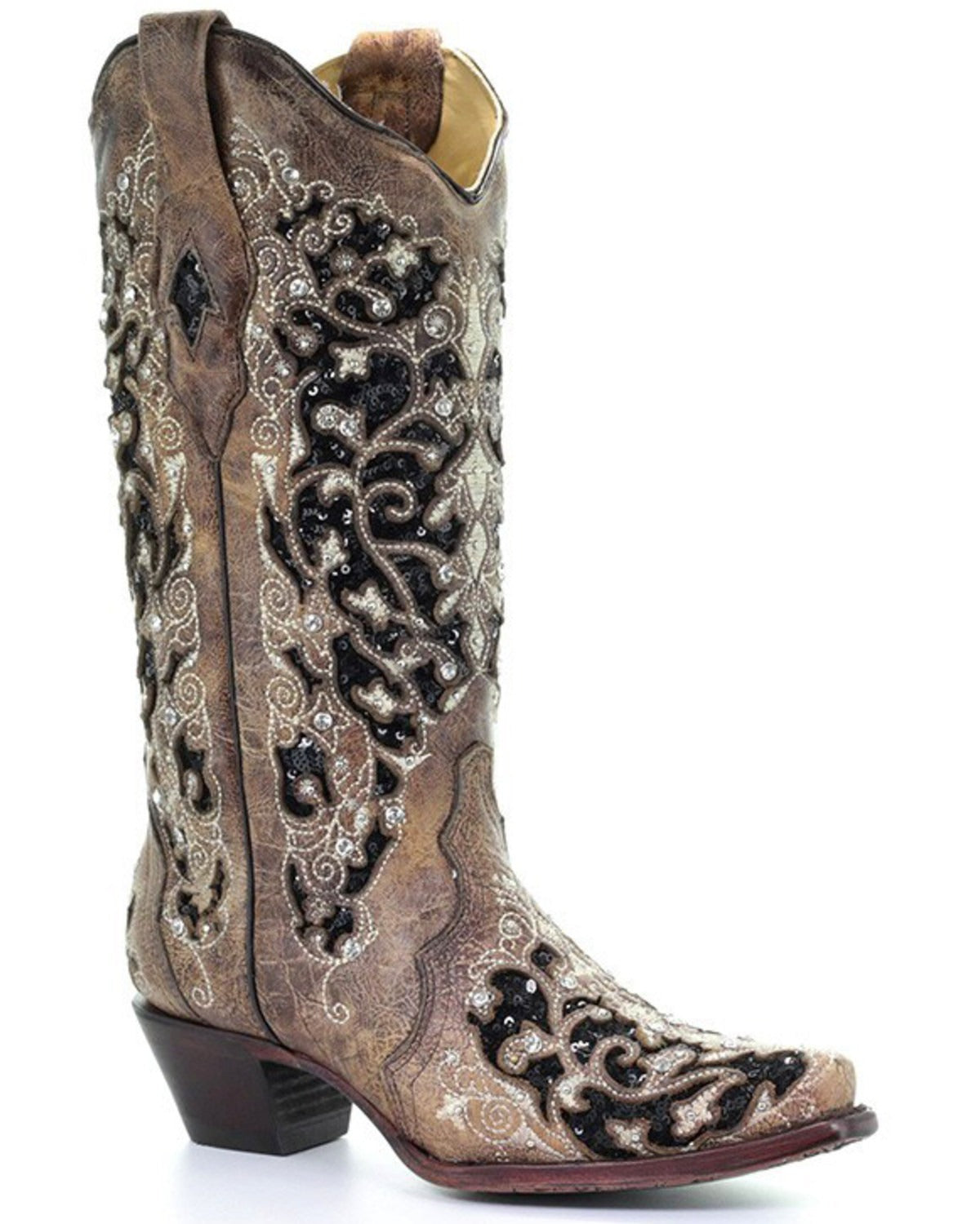 Super Stylish Embroidered Solid Thick Heel Cowgirl Boots