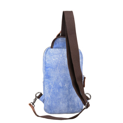 Canvas With Denim Sling Bag Ethinic Style Unisex Shoulder Bag