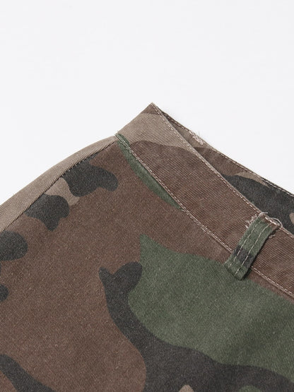 Urban Camo Cargo Pants with Cinched Hem