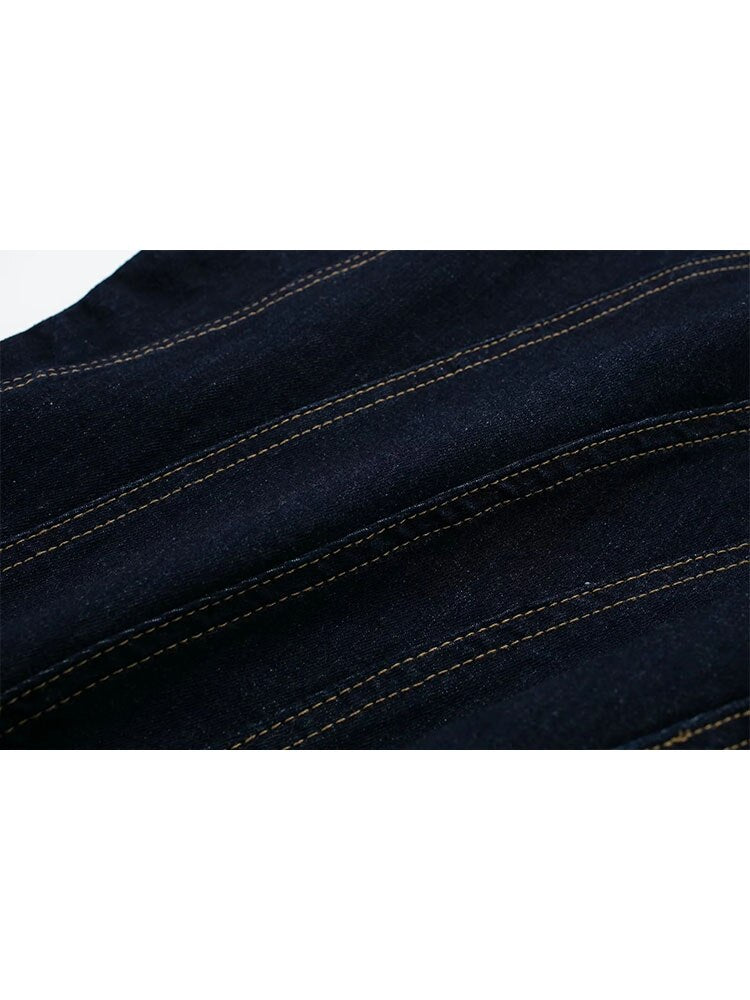 Elegant Strapless Bodycon Denim Midi Dress