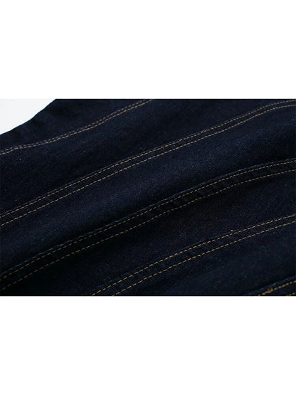Elegant Strapless Bodycon Denim Midi Dress