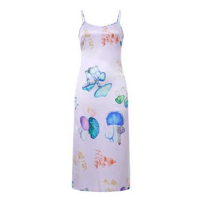 Whimsical Mushroom Print Slip Dress – Quirky Meets Elegant