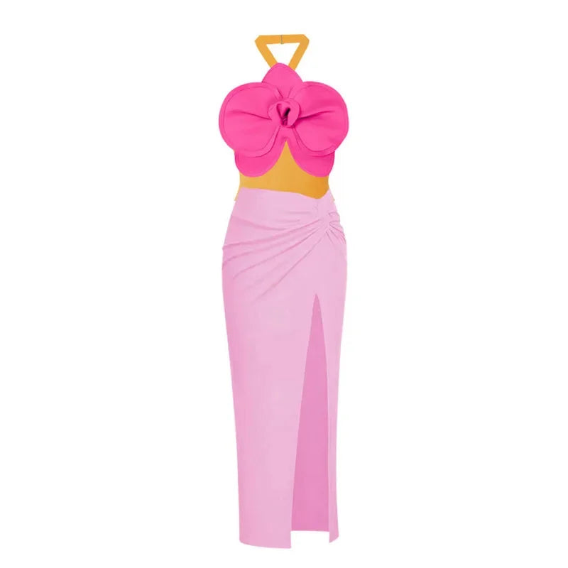 Sunset Bloom One-Piece & Slit Skirt Set – Color Pop Edition