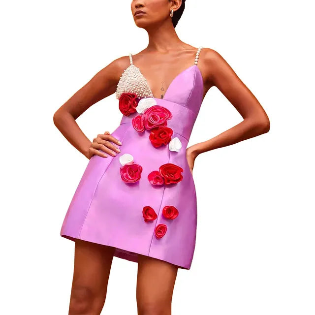 Sexy Camisole Dress Sprinkled With Roses