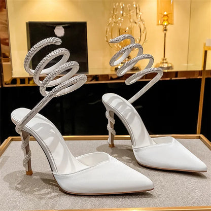 Aurora Spiral Wrap Crystal-Embellished Stiletto Pumps