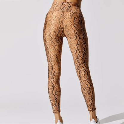 Python Print High Waisted Leggings  and Cropped Tank Top Set