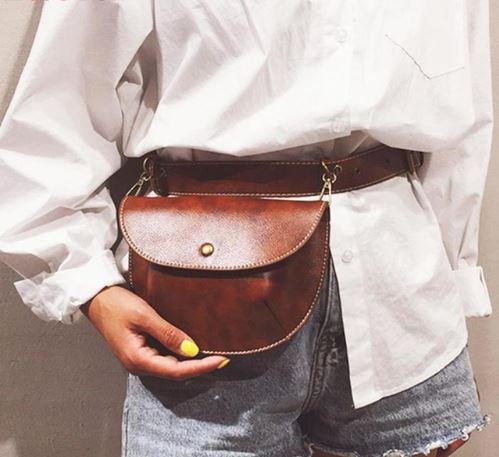 Fashionable Faux Leather Belt Bag in Black and Brown.