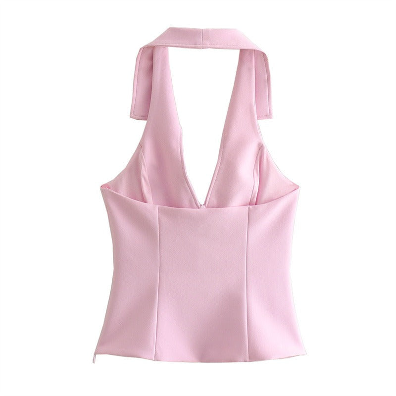 “Blush Breeze” Collar Halter Top & Skort Co-ord Set