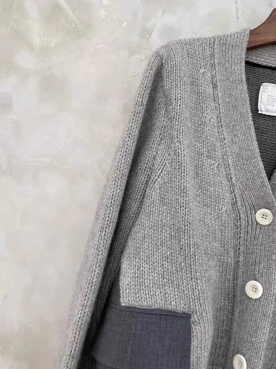Stylish Knitted Double Layered V-Neck Cardigan Long Coat