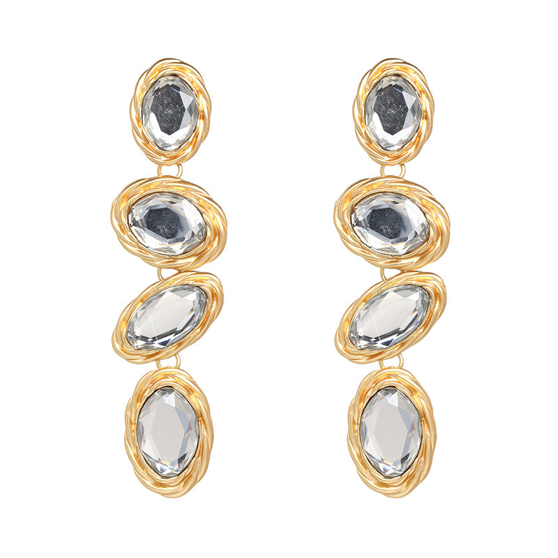Long Diamond Replica Earrings in Multiple  Stone Colors
