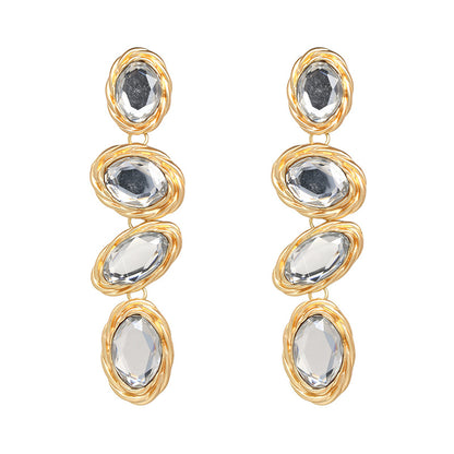 Long Diamond Replica Earrings in Multiple  Stone Colors