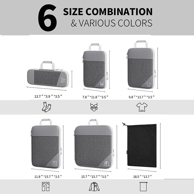 Compressible Travel Storage Set with Shoe Bag