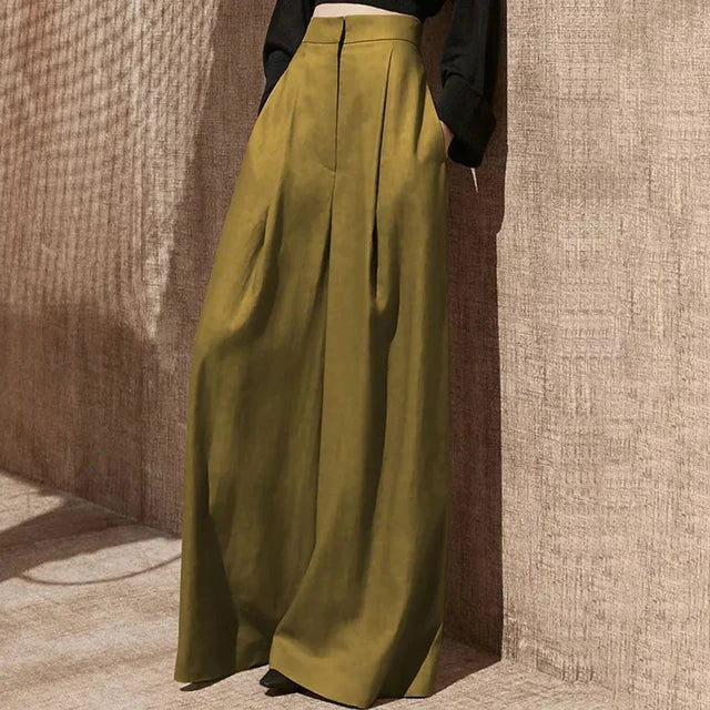 Elegant Wide Leg Pants for Women in Solid Minimalist Color