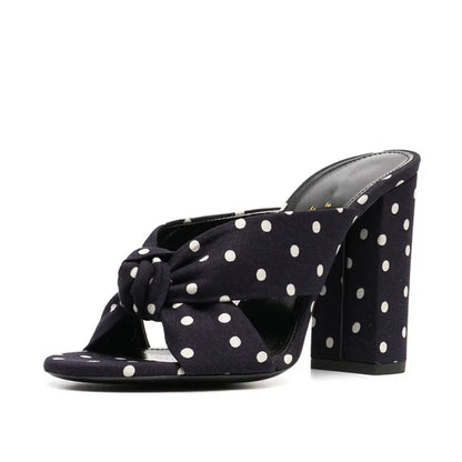 Aria Knot-Front Block-Heel Mules