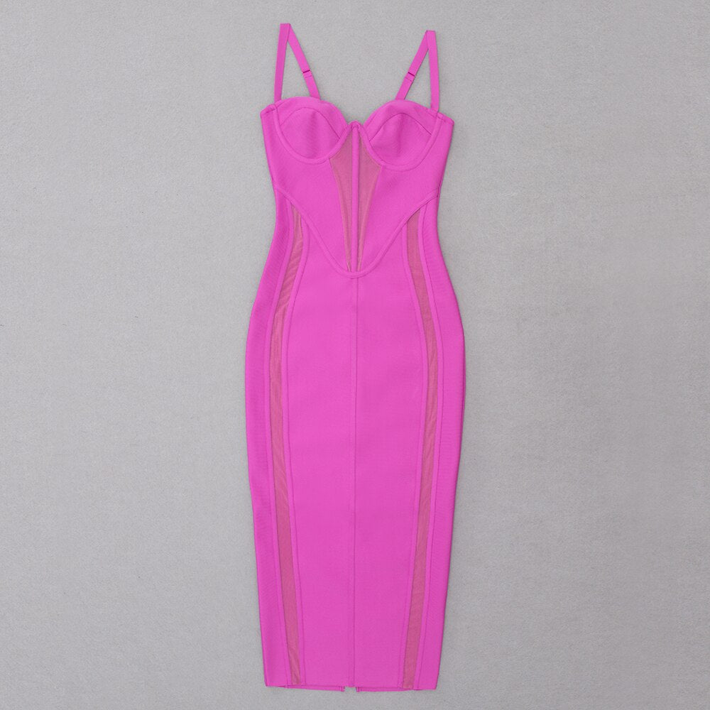 Sexy Bodycon Bandage Dress with Sheer Panels