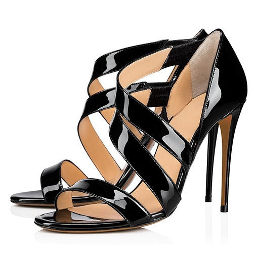 Sleek Stride" Patent Leather Cut-Out Heels