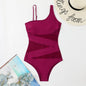 Asymmetrical Mesh Panel One-Piece Swimsuit