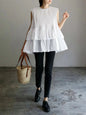 Sleeveless Tiered Ruffle Swing Tunic Top