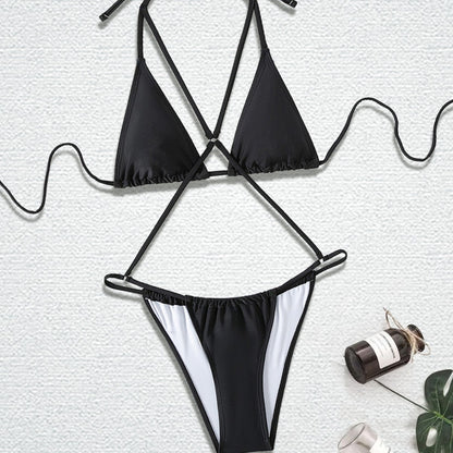 Bare All  Balck Luxe Strappy Bikini Set