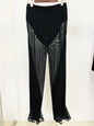 Sheer-Panel Tailored Blazer & Fluted Mesh-Hem Trousers Set (Black)