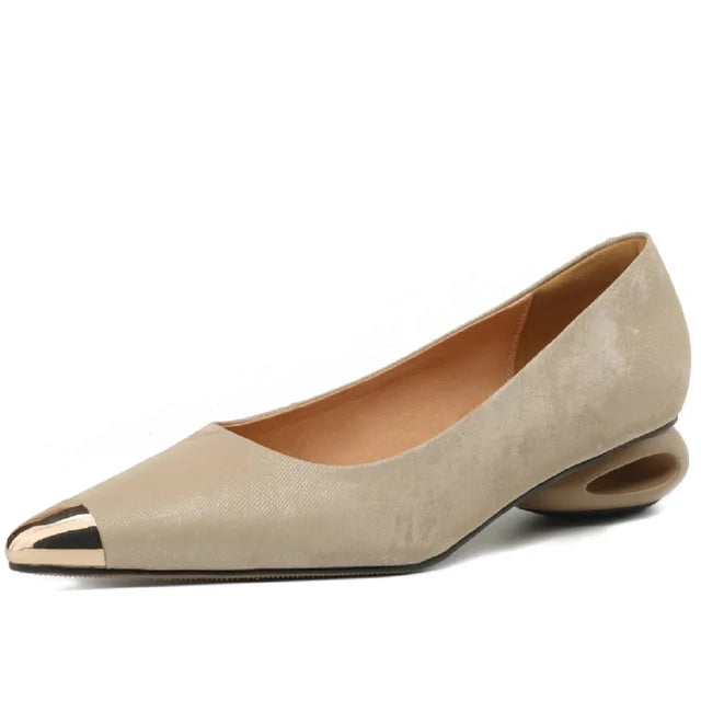 The Nova Sculpted-Heel Pointed-Toe Leather Flats