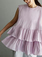 Sleeveless Tiered Ruffle Swing Tunic Top
