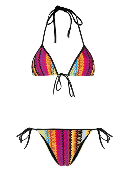 Rainbow String Bikini Set with Triangle Bottoms and Side Ties, Multiple  Designs