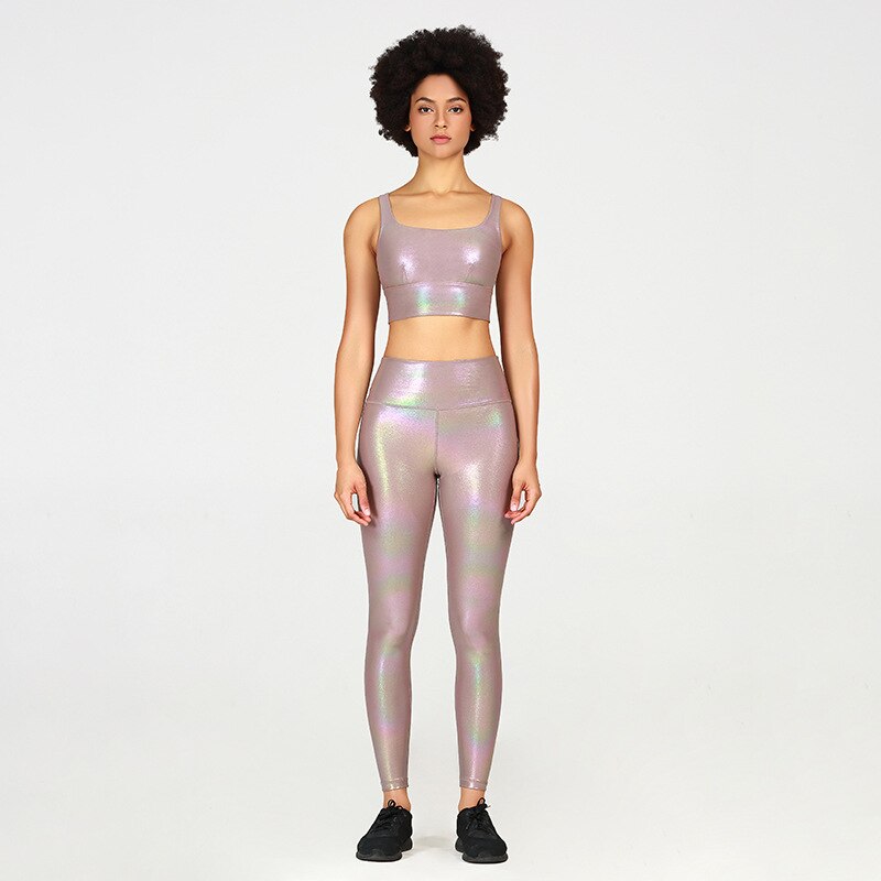 Hot Metallic Two-piece Fitness Set