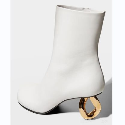Sculpted Gold Heel Ankle Boots Luxe Modern Statement-Multiple Colors