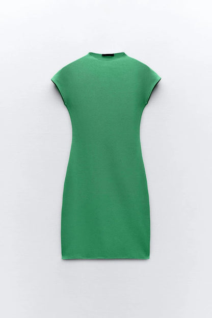 Minimalist Knitted Short Stretchy Green Dress