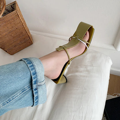 Nova Double-Hoop Block-Heel Slides