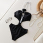 Black Diamond Cutout One-Piece Swimsuit